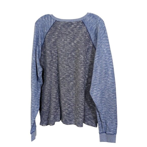 Lucky Brand Henley Shirt Mens XXL Blue Gray Heathered Casual Sweatshirt Work - Picture 3 of 7